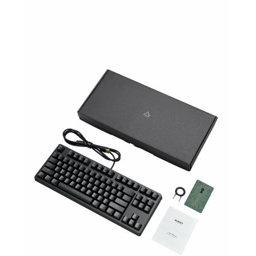 AUKEY KM-G14 Mechanical Keyboard, Compact 87 Keys Gaming Keyboard with Blue Switches, RBG Light