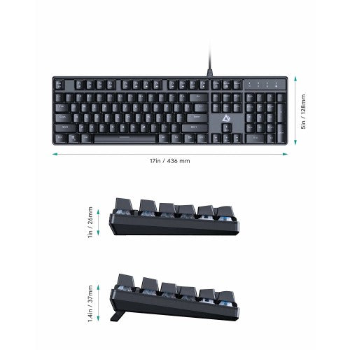 AUKEY KM-G16 Mechanical Keyboard, RGB 104 Keys Gaming Keyboard with Blue Switches for PC and Mac