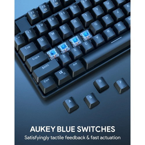 AUKEY KM-G16 Mechanical Keyboard, RGB 104 Keys Gaming Keyboard with Blue Switches for PC and Mac