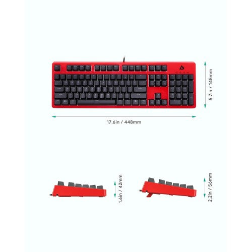 AUKEY KM-G18 Red Mechanical Keyboard, Gaming Keyboard with 104 keys, Red Switches, RGB Backlight for PC and Mac