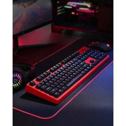 AUKEY KM-G18 Red Mechanical Keyboard, Gaming Keyboard with 104 keys, Red Switches, RGB Backlight for PC and Mac