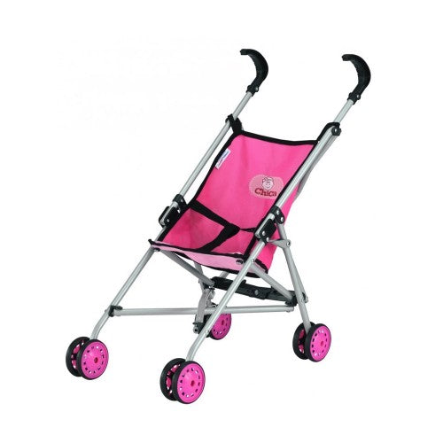 Mini Umbrella Doll Stroller, Foldable Stroller with Black Handles, Aluminum Frame (Pink)