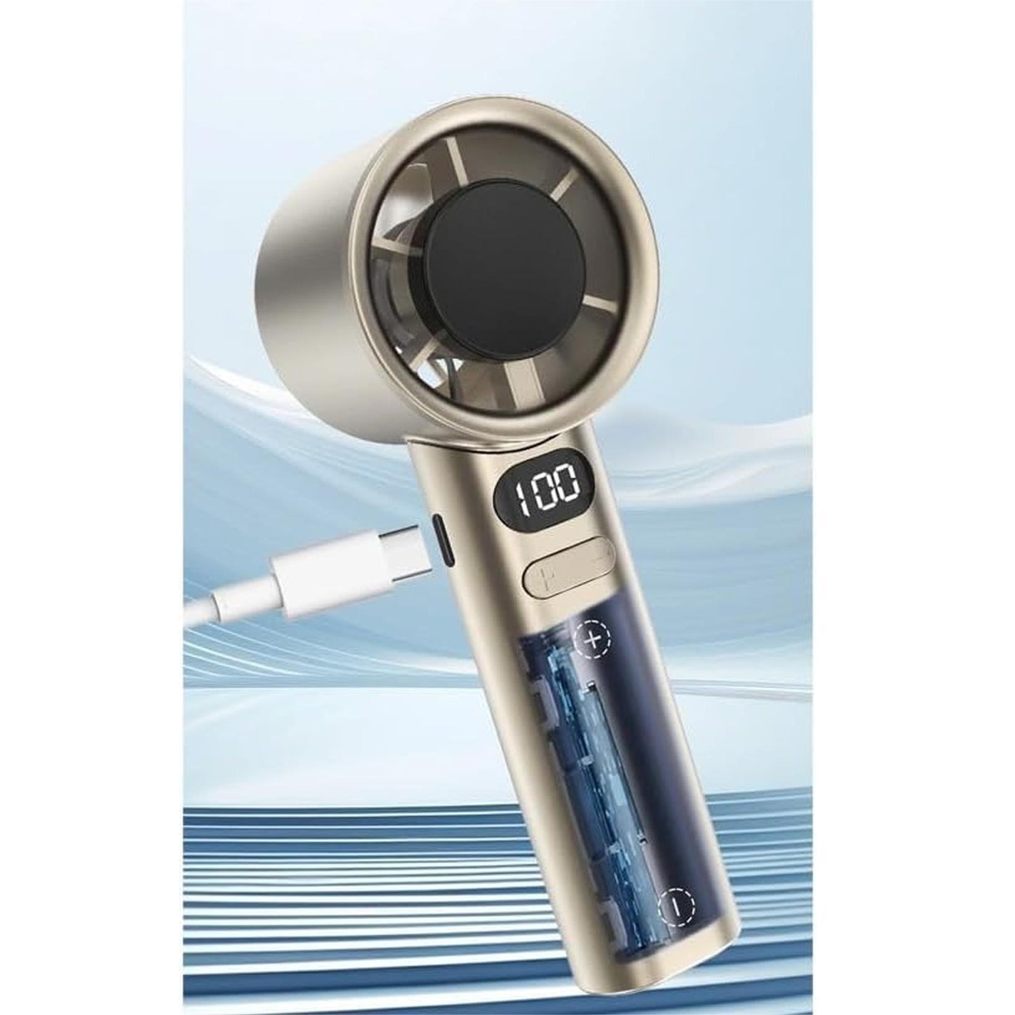 Mini Handheld Fan Rechargeable Portable Bladeless Fan with LED Display, Adjustable Speed & Quiet Operation USB-C Charging Compact Desk & Travel Fan Model M11 (Coffee Color)