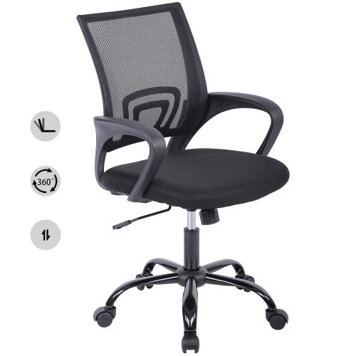 Ergonomic Office Chair, Modern Adjustable Computer Chair with Lumbar Support, Armrests, Swivel Wheels for Home, Office (Black)