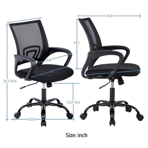 Ergonomic Office Chair, Modern Adjustable Computer Chair with Lumbar Support, Armrests, Swivel Wheels for Home, Office (Black)