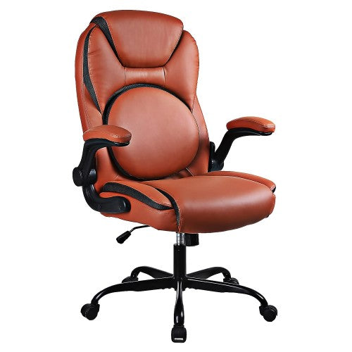 KASORIX Ergonomic Office Chair, Adjustable Swivel Chair with PU Leather, High-Back Lumbar Support, Flip-Up Armrests for Home, Office
