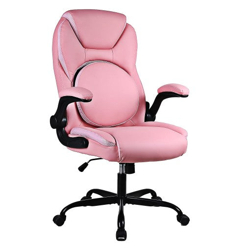 KASORIX Ergonomic Office Chair, Adjustable Swivel Chair with PU Leather, High-Back Lumbar Support, Flip-Up Armrests for Home, Office