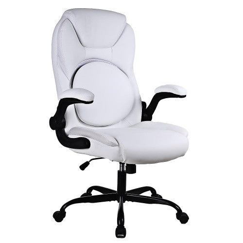 KASORIX Ergonomic Office Chair, Adjustable Swivel Chair with PU Leather, High-Back Lumbar Support, Flip-Up Armrests for Home, Office