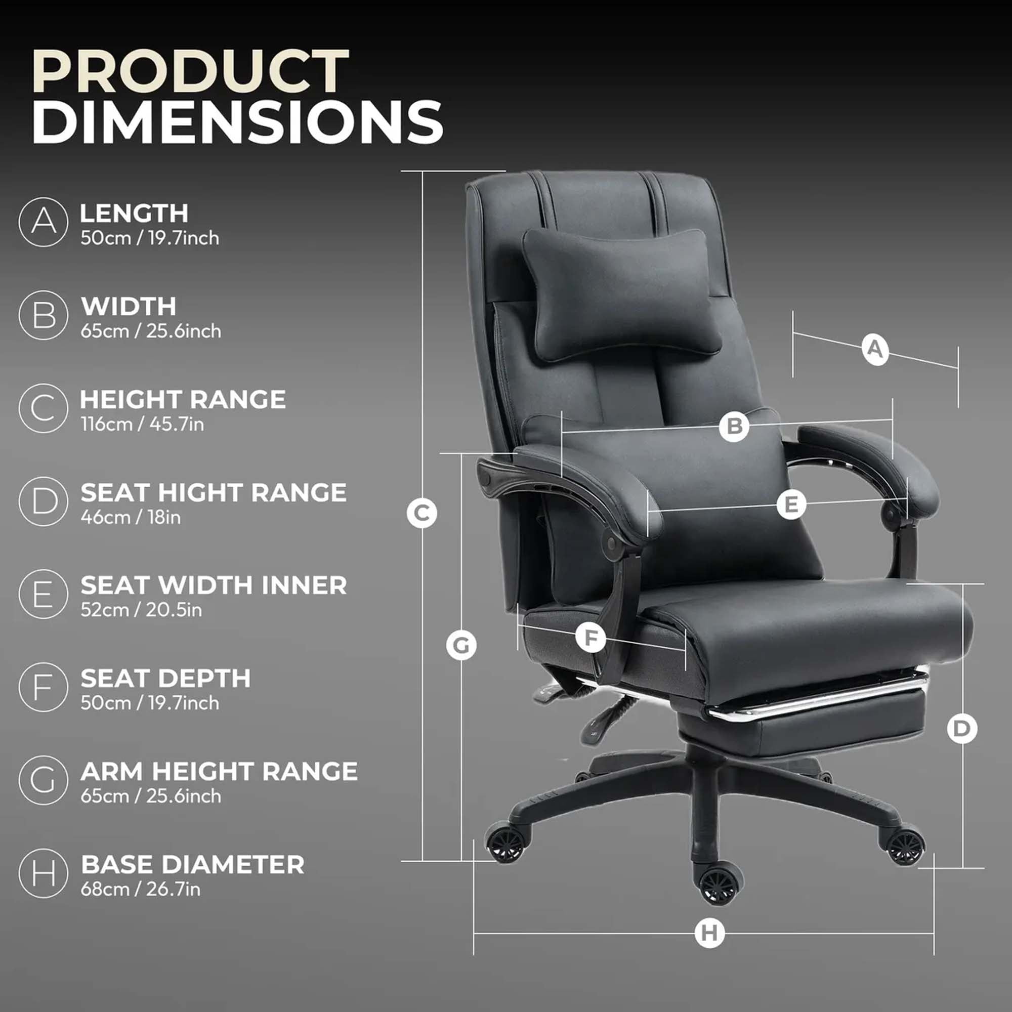 DOWINX Leather Office Chair, Ergonomic PU Gaming Computer Chair with Footrest, Lumbar Support, Swivel Wheels for Home, Office - LS-6653P