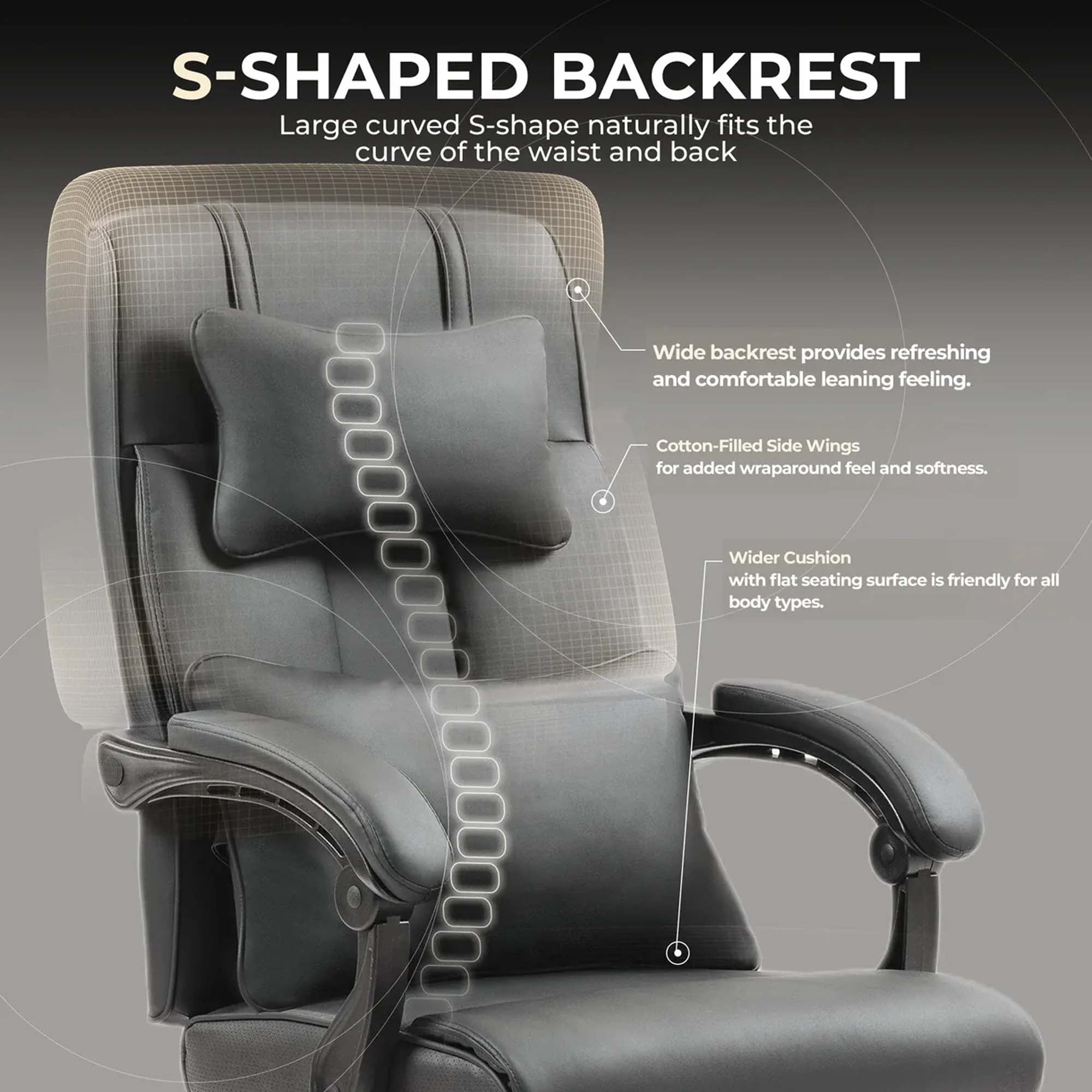 DOWINX Leather Office Chair, Ergonomic PU Gaming Computer Chair with Footrest, Lumbar Support, Swivel Wheels for Home, Office - LS-6653P