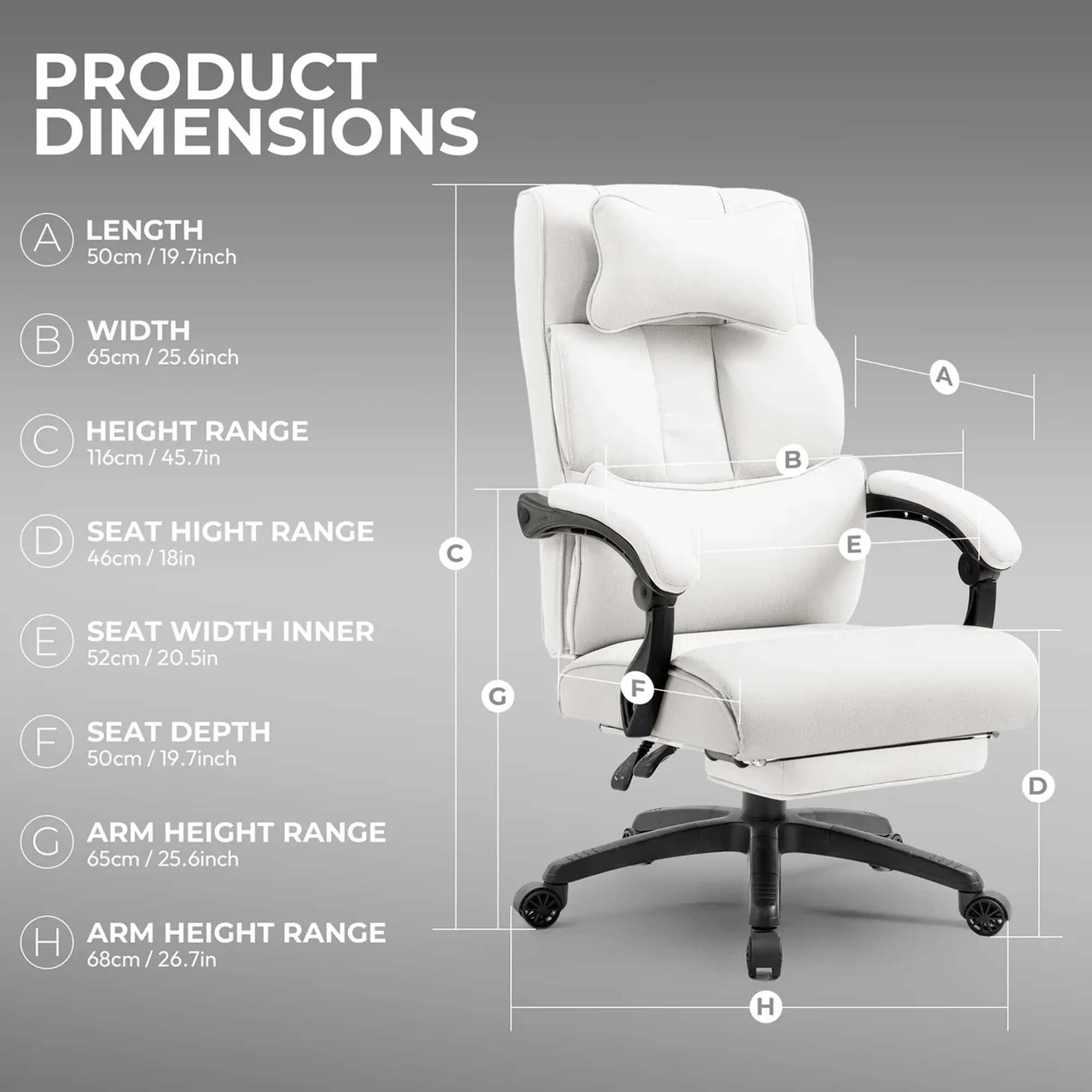 DOWINX Fabric Office Chair, Ergonomic Gaming Computer Chair with Footrest, Lumbar Support, Swivel Wheels for Home, Office - LS-6653F