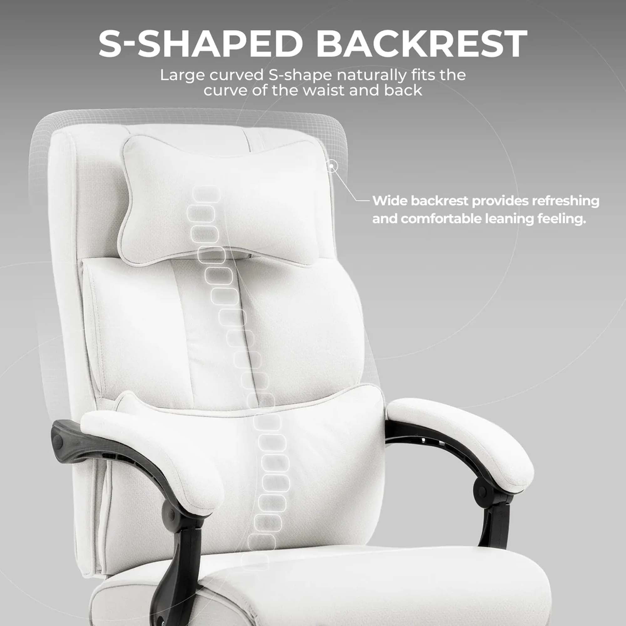 DOWINX Fabric Office Chair, Ergonomic Gaming Computer Chair with Footrest, Lumbar Support, Swivel Wheels for Home, Office - LS-6653F