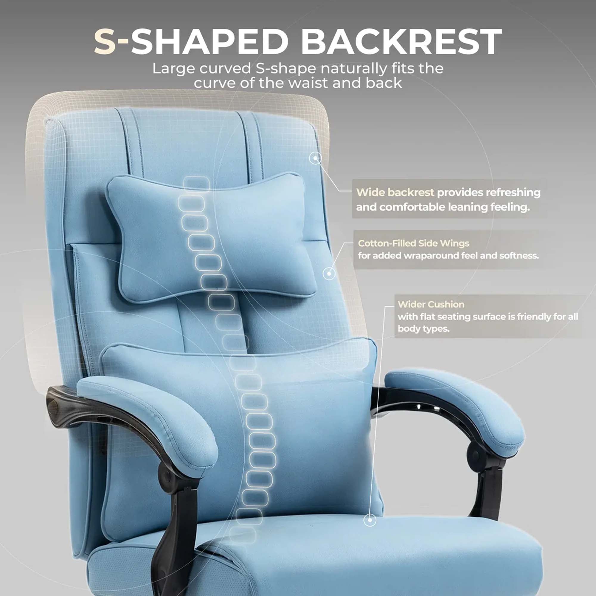 DOWINX Leather Office Chair, Ergonomic PU Gaming Computer Chair with Footrest, Lumbar Support, Swivel Wheels for Home, Office - LS-6653P