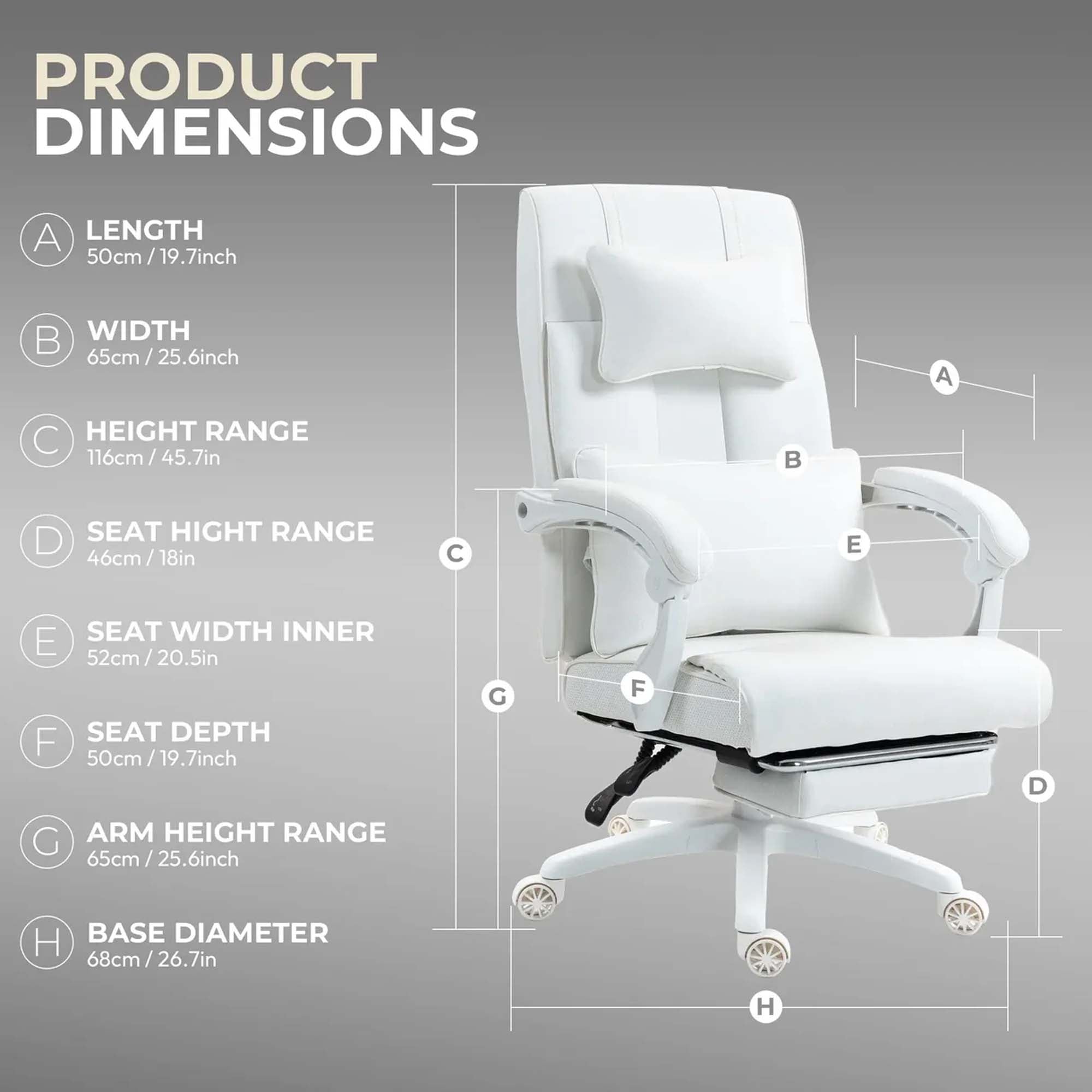 DOWINX Leather Office Chair, Ergonomic PU Gaming Computer Chair with Footrest, Lumbar Support, Swivel Wheels for Home, Office - LS-6653P