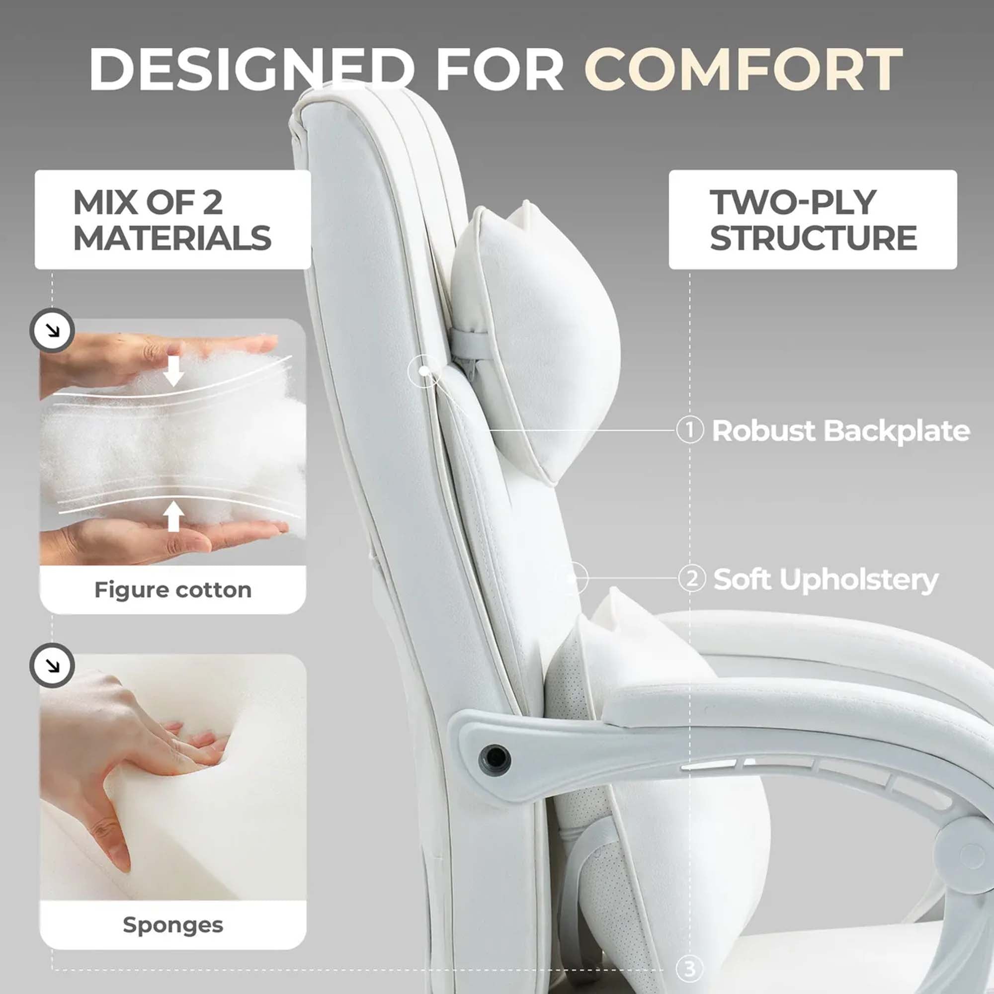 DOWINX Leather Office Chair, Ergonomic PU Gaming Computer Chair with Footrest, Lumbar Support, Swivel Wheels for Home, Office - LS-6653P