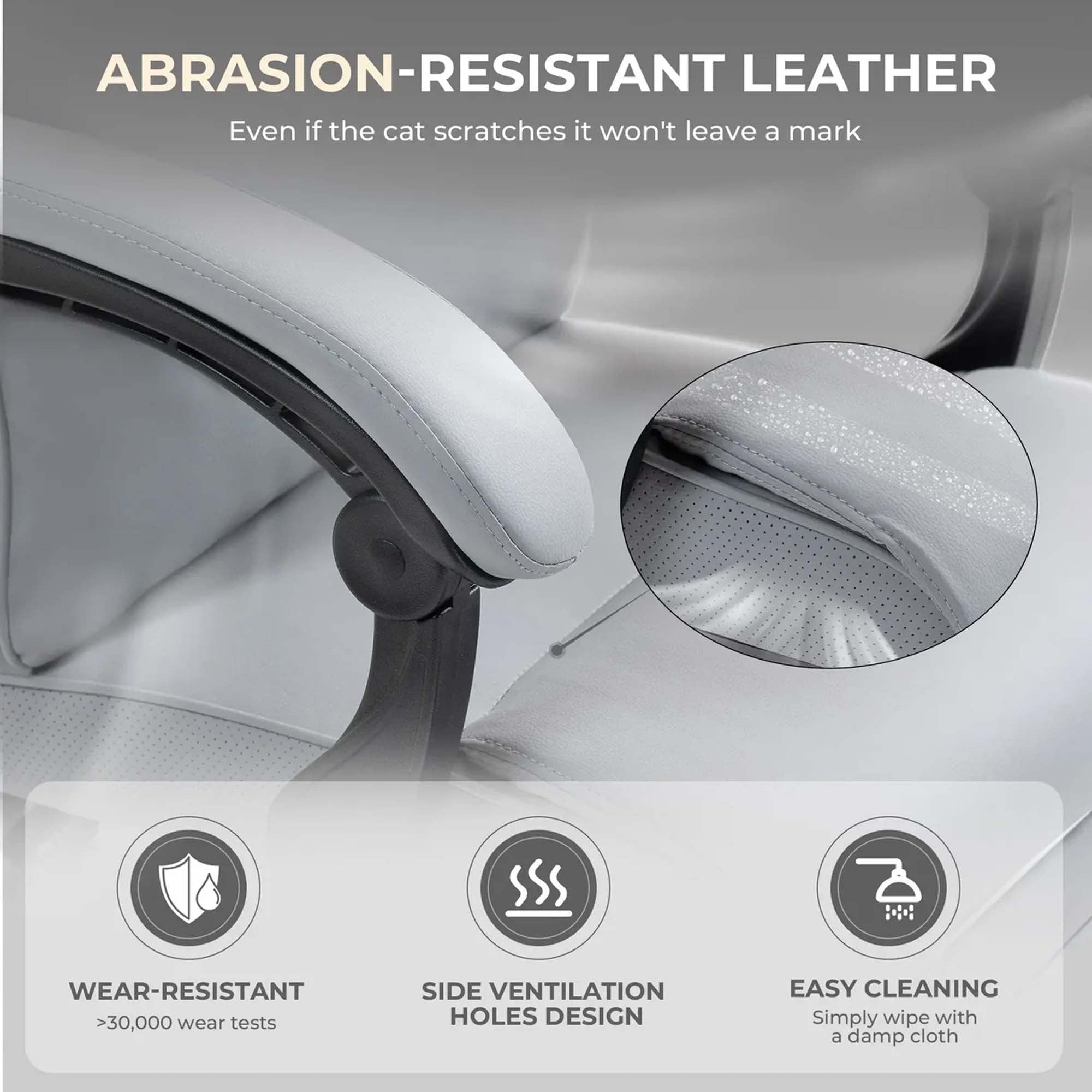 DOWINX Leather Office Chair, Ergonomic PU Gaming Computer Chair with Footrest, Lumbar Support, Swivel Wheels for Home, Office - LS-6653P