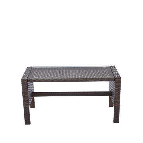 4 PCS Patio Furniture Set, Outdoor Rattan Wicker Conversation Set with Coffee Table, 2-Seater Sofa, 2 Arm Chairs for Home, Yard, Backyard
