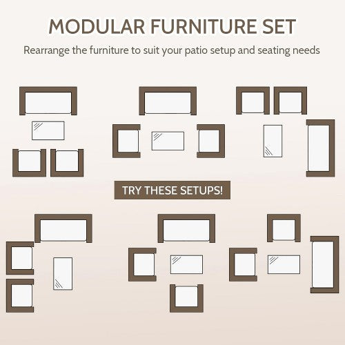 4 PCS Patio Furniture Set, Outdoor Rattan Wicker Conversation Set with Coffee Table, 2-Seater Sofa, 2 Arm Chairs for Home, Yard, Backyard