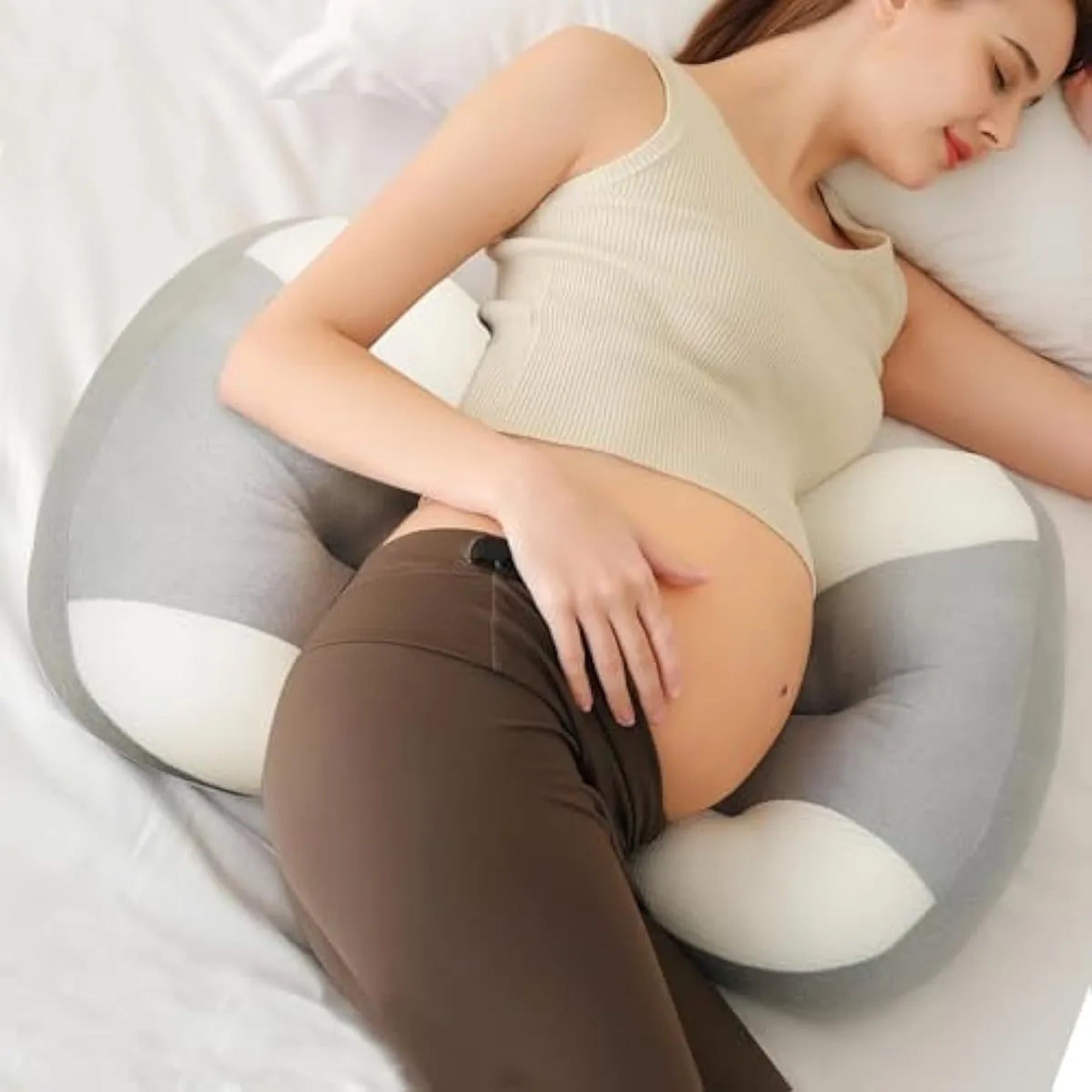 Ergonomic Pregnancy Pillow with Adjustable Velcro Strap, Full Body Support for Belly, Back & Waist – Breathable, Machine Washable Maternity Cushion for Sleeping, Reading & Relaxation