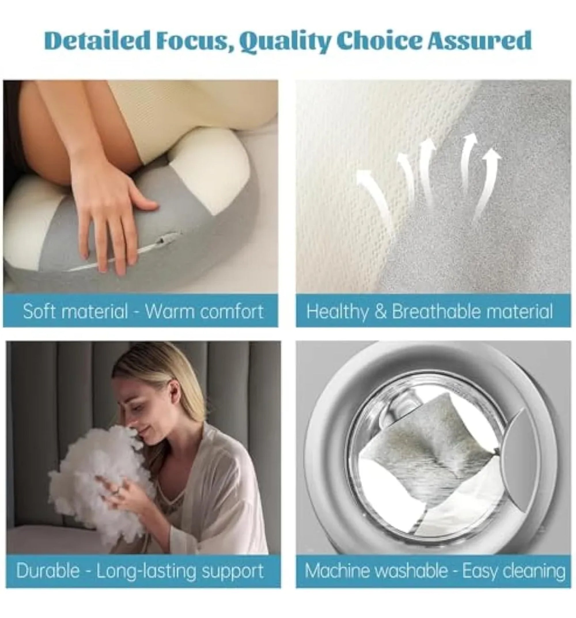 Ergonomic Pregnancy Pillow with Adjustable Velcro Strap, Full Body Support for Belly, Back & Waist – Breathable, Machine Washable Maternity Cushion for Sleeping, Reading & Relaxation