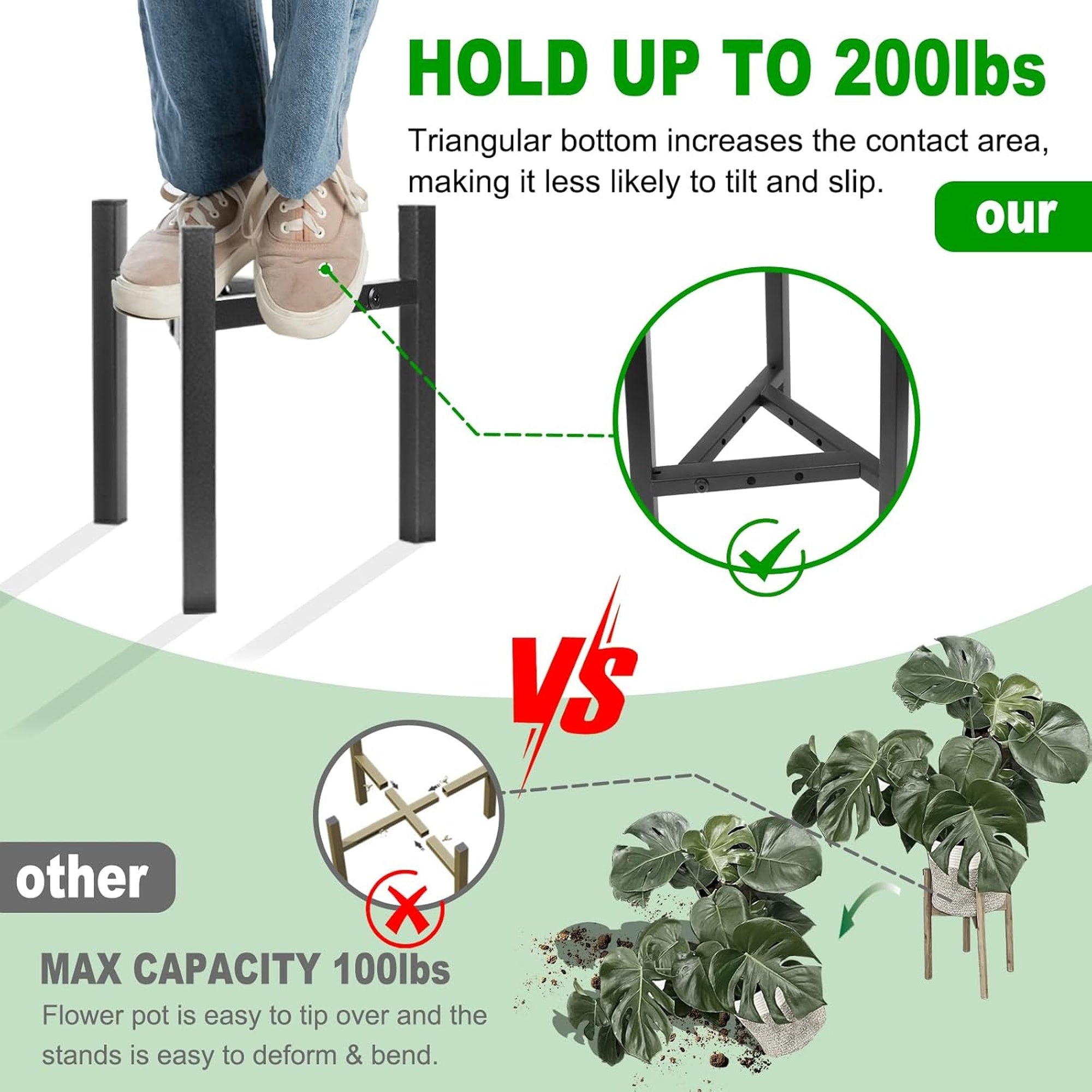 2-Pack Adjustable Metal Plant Stand Fits 8