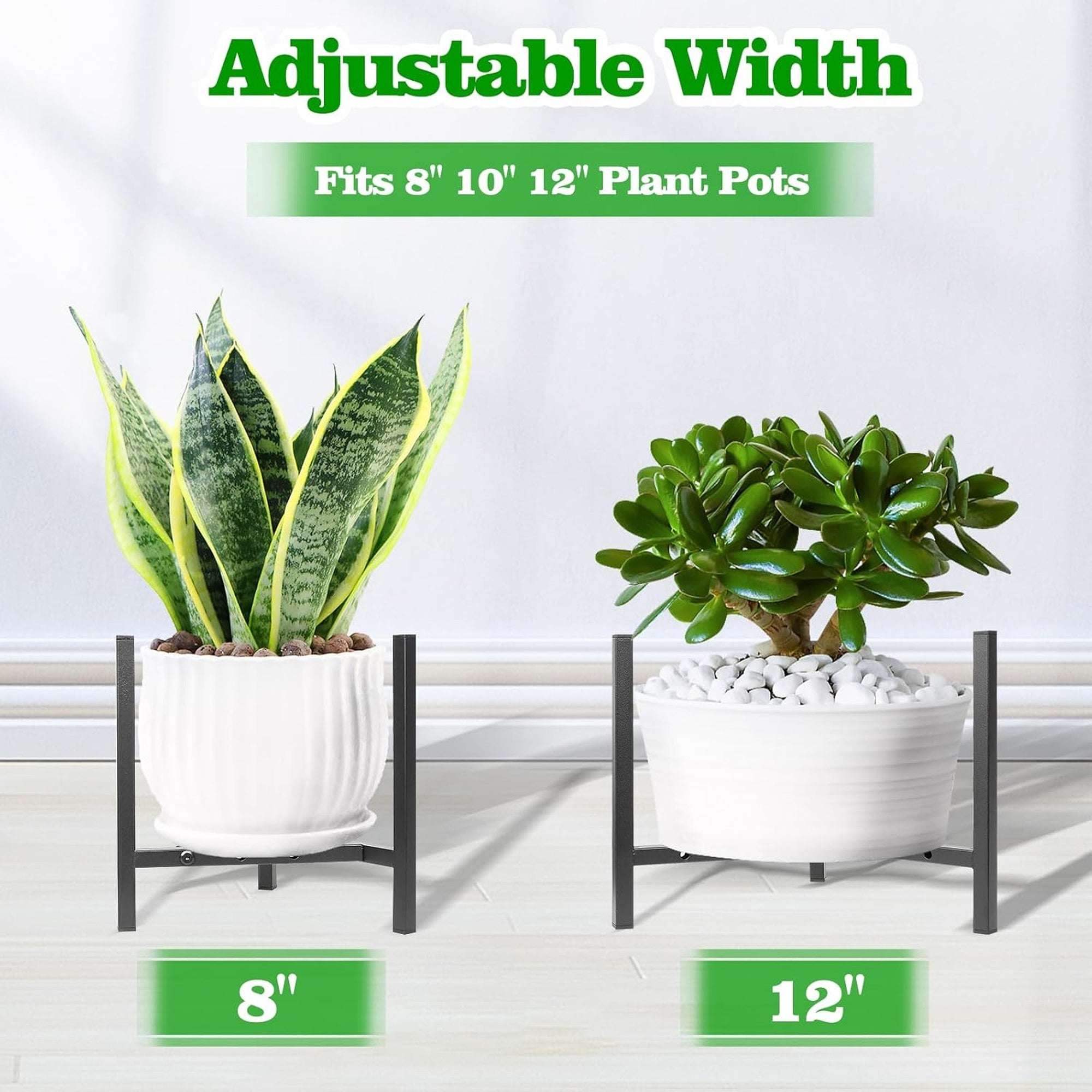 2-Pack Adjustable Metal Plant Stand Fits 8