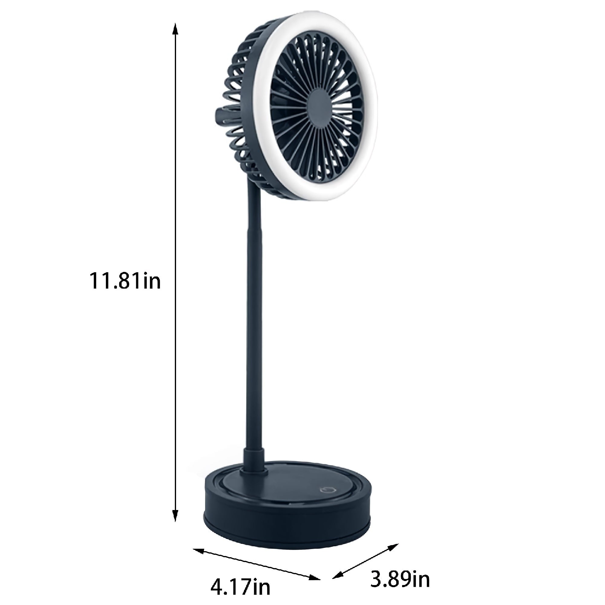 Mini Portable Fan, USB Rechargeable Desktop Fan with 360 Adjustable Neck, 3 Wind Speeds, LED Light - YS2219