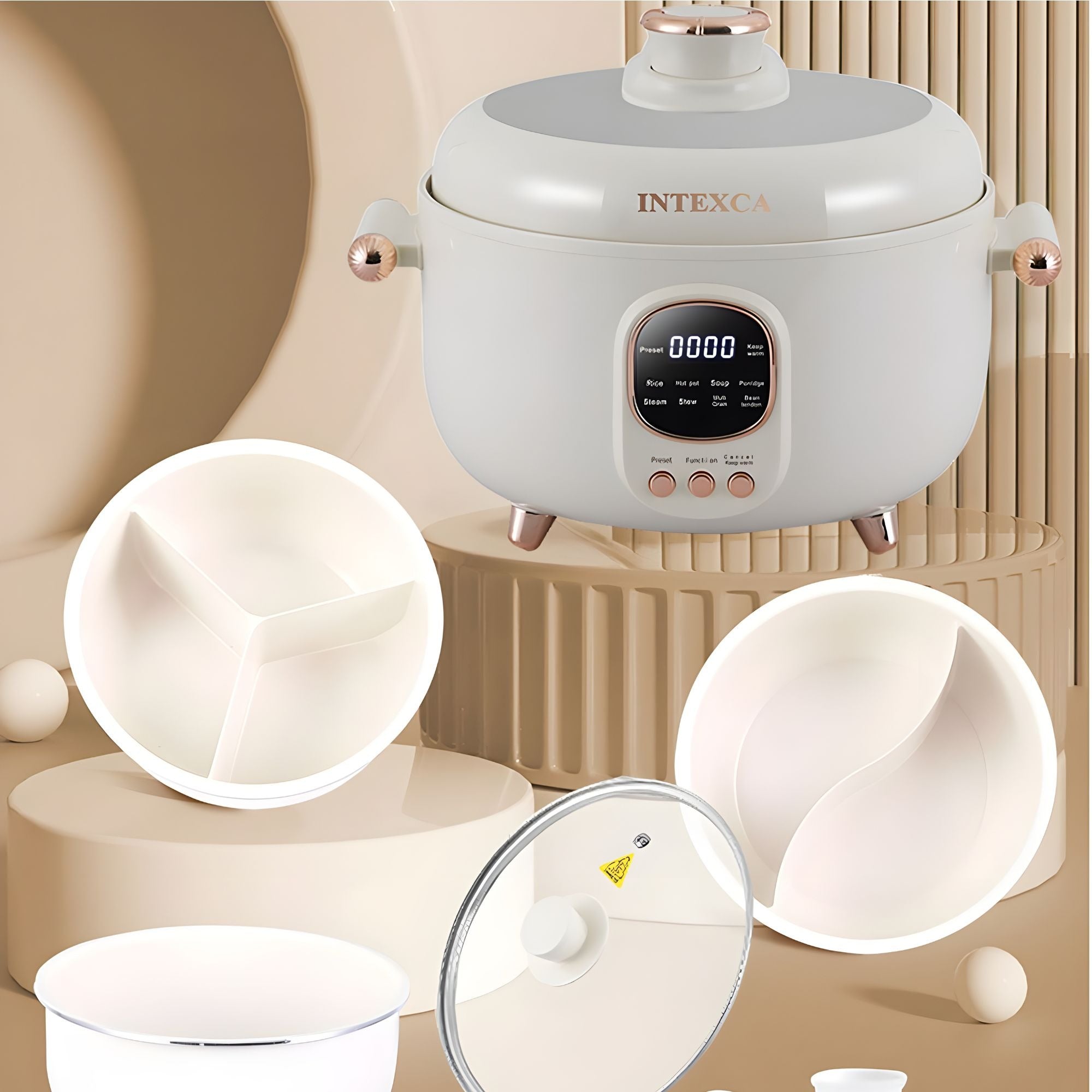INTEXCA 4L Multifunctional Electric Pressure Cooker, 1000W Cooker with LED Display, Non-Stick Pot - HP-40H9
