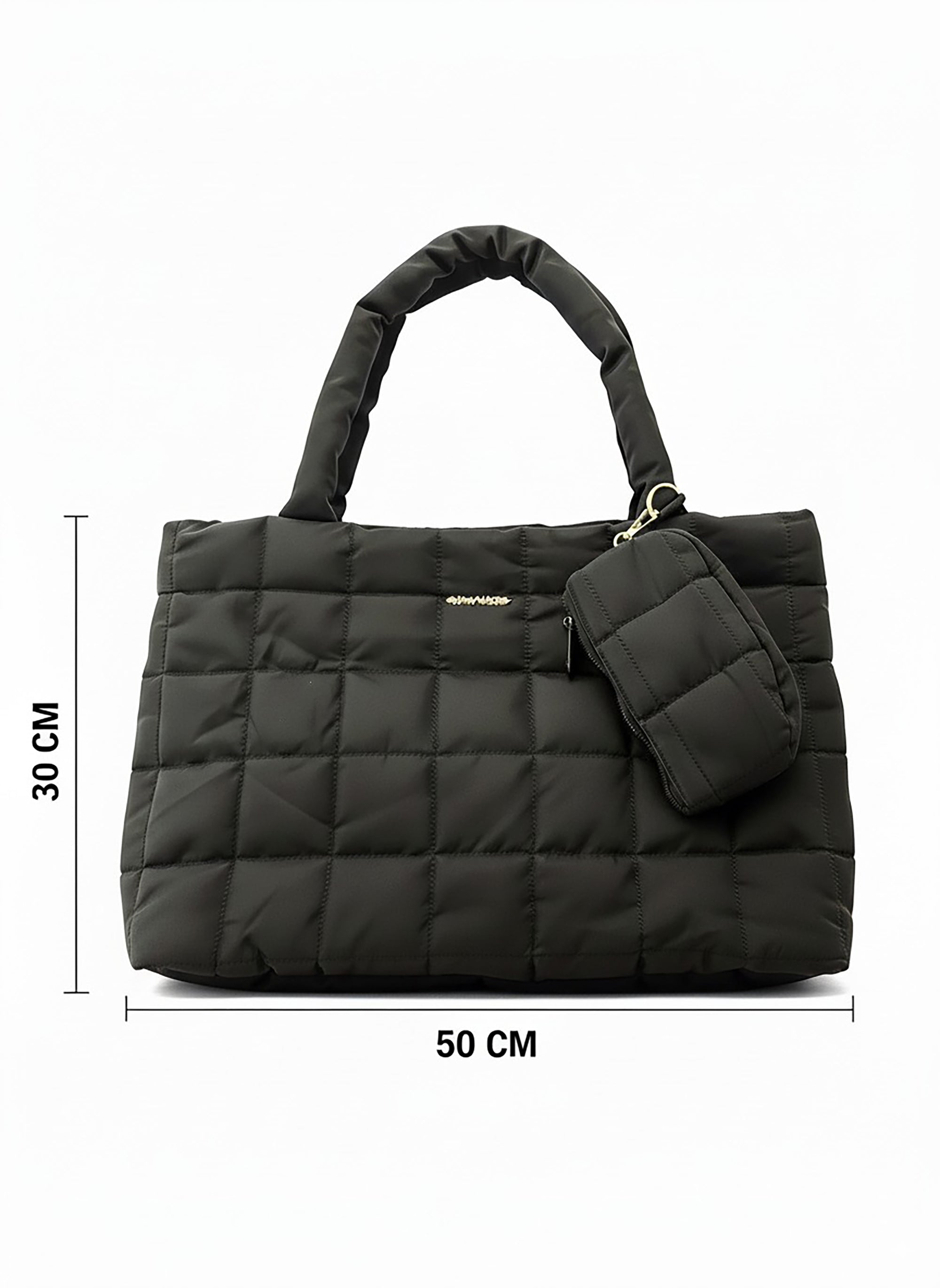 Quilted Tote Handbag with Detachable Pouch, Lightweight Large Capacity Shoulder Bag for Women – Stylish Work, Travel & Everyday Use