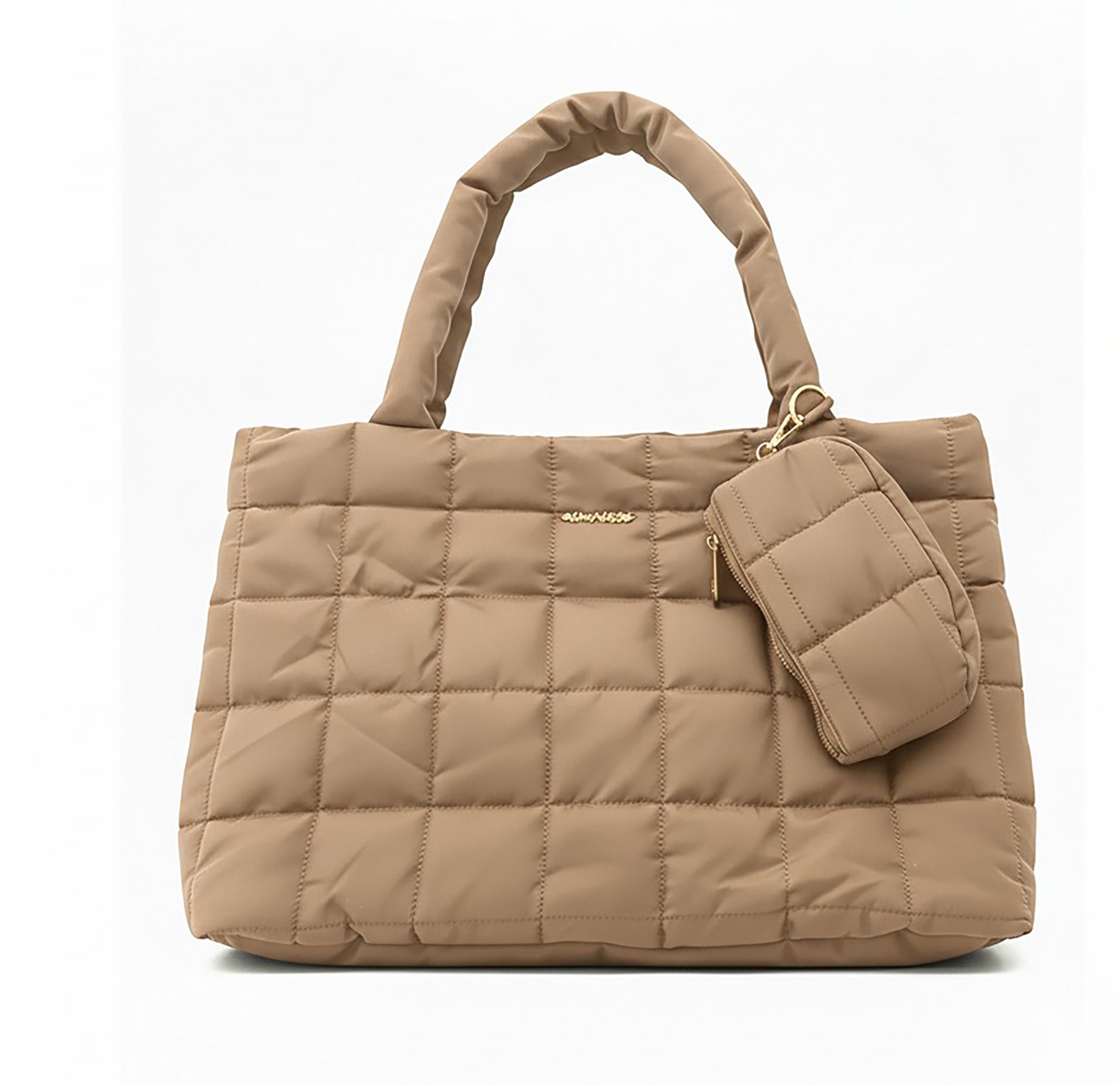 Quilted Tote Handbag with Detachable Pouch, Lightweight Large Capacity Shoulder Bag for Women – Stylish Work, Travel & Everyday Use