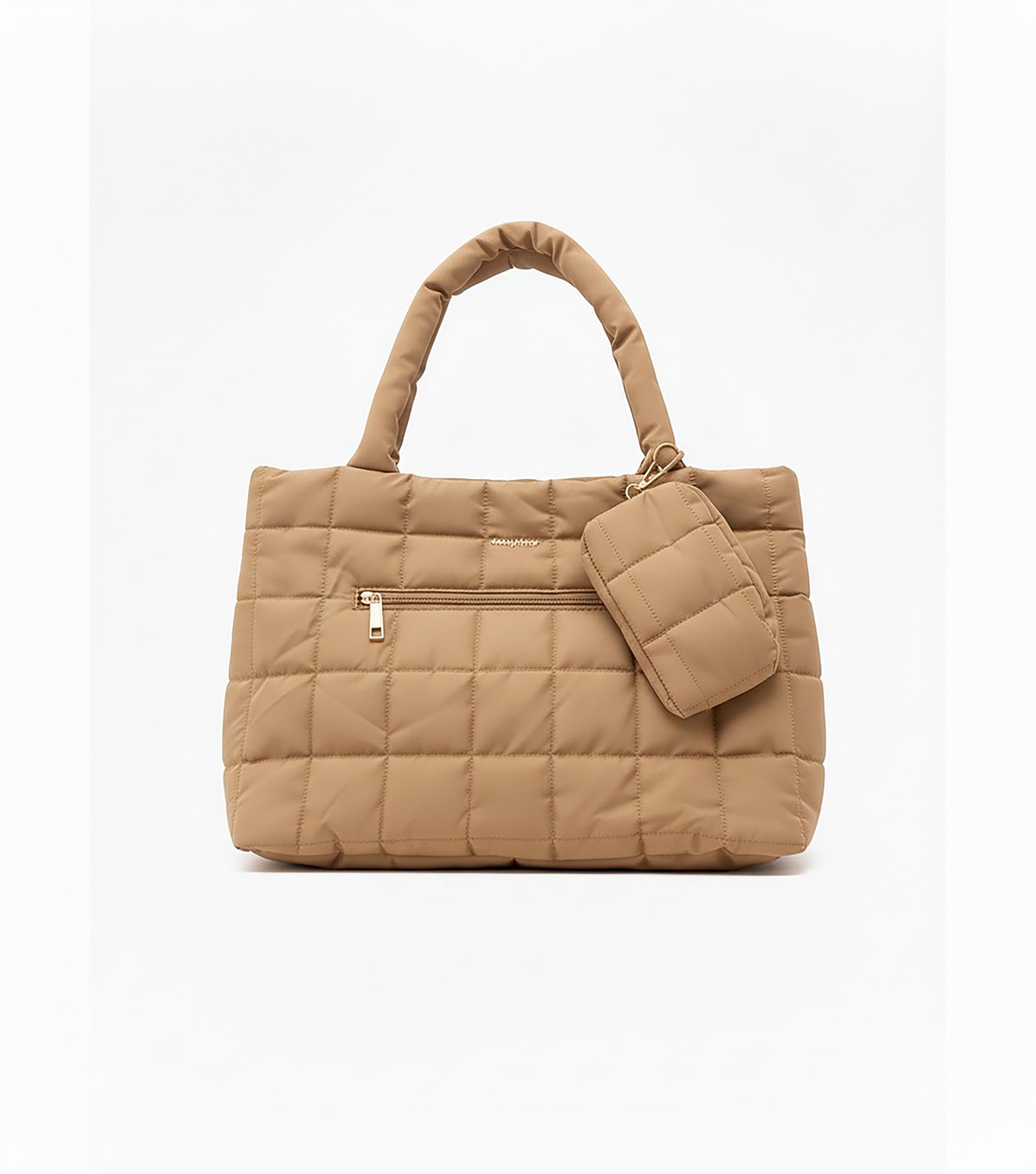 Quilted Tote Handbag with Detachable Pouch, Lightweight Large Capacity Shoulder Bag for Women – Stylish Work, Travel & Everyday Use