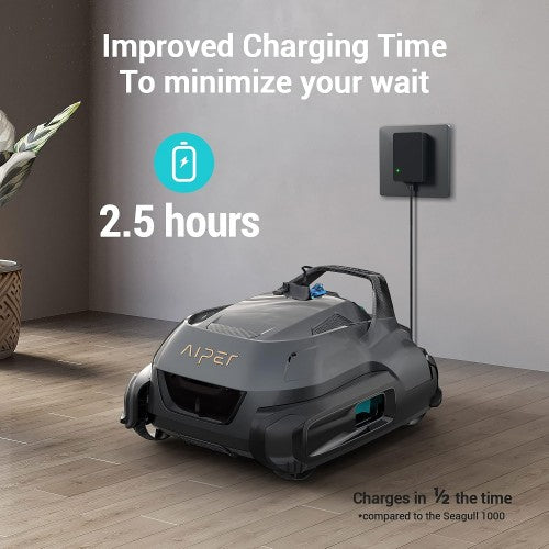 AIPER SEAGULL PLUS Cordless Pool Vacuum, Robotic Pool Cleaner with Strong Suction, LED Indicator for Above/In-Ground Flat Pools Up to 60 ft