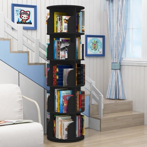 5 Tier 360° Rotating Stackable Shelves Bookshelf Organizer
