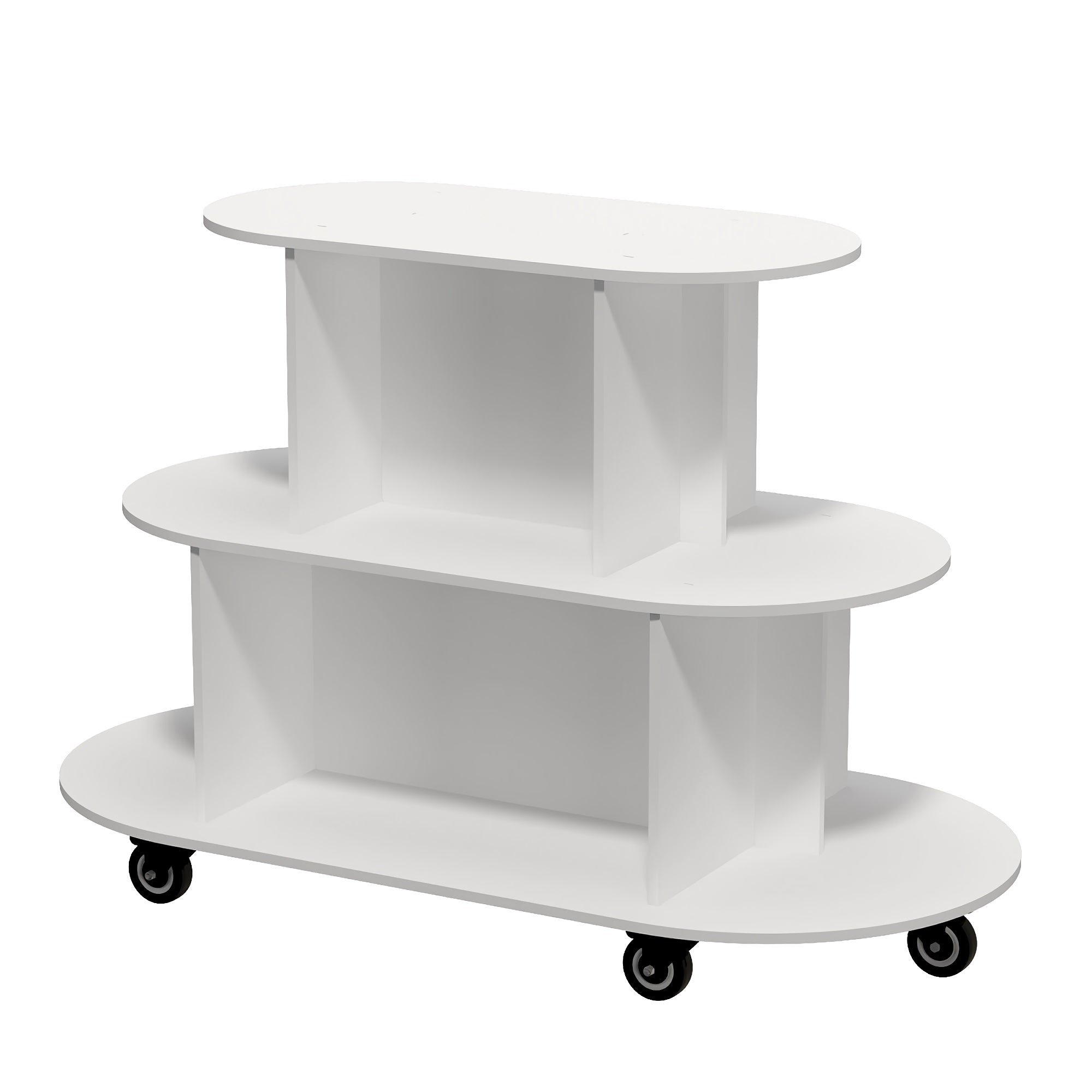 3-Tier Rotating Display Cart, Multifuctional Mobile Stand with 360° Rotating Wheels for Cosmetics, Toiletries, Household Items (Oval)
