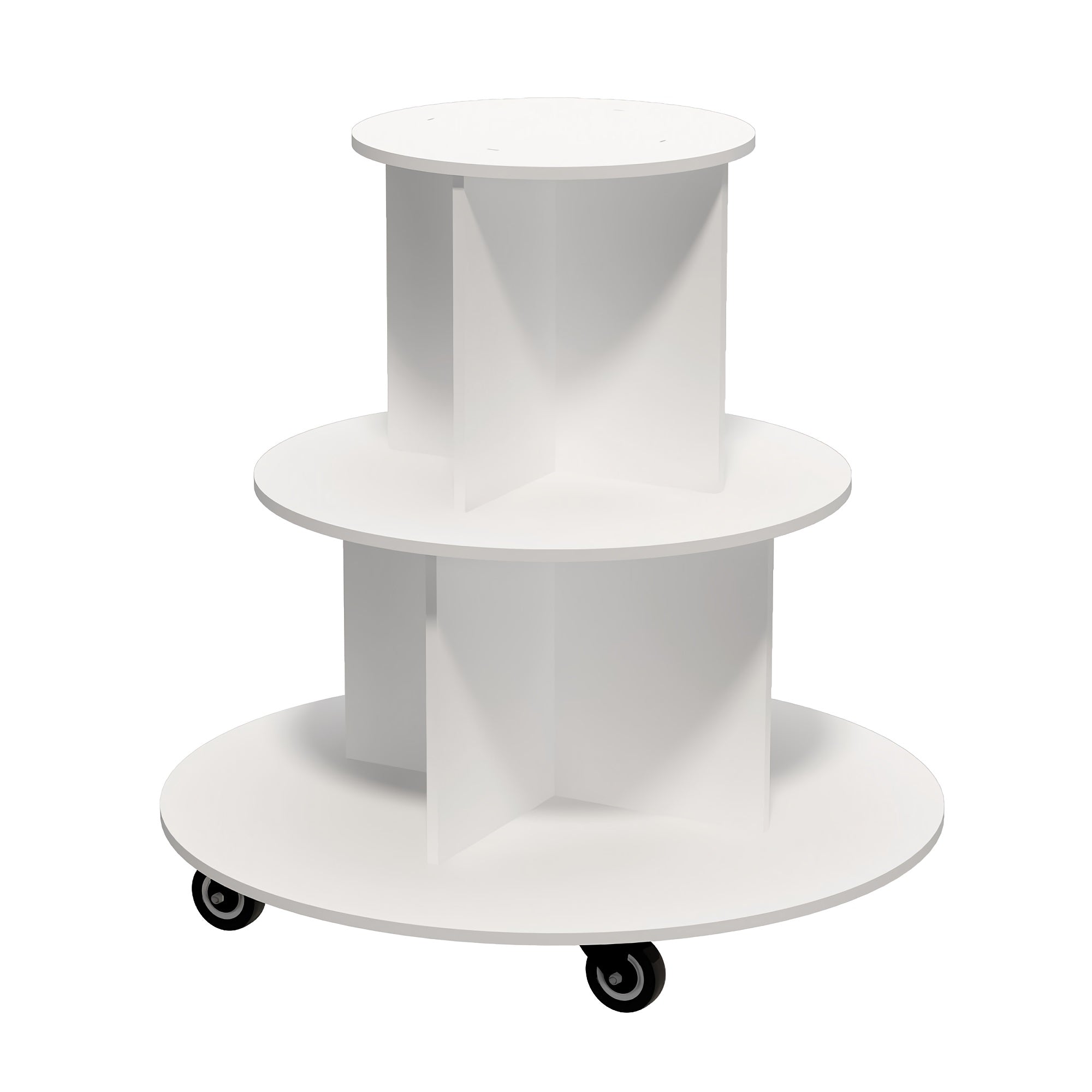 3-Tier Rotating Display Cart, Multifuctional Mobile Stand with 360° Rotating Wheels for Drinks, Snacks, Cosmetics, Toys (Round)