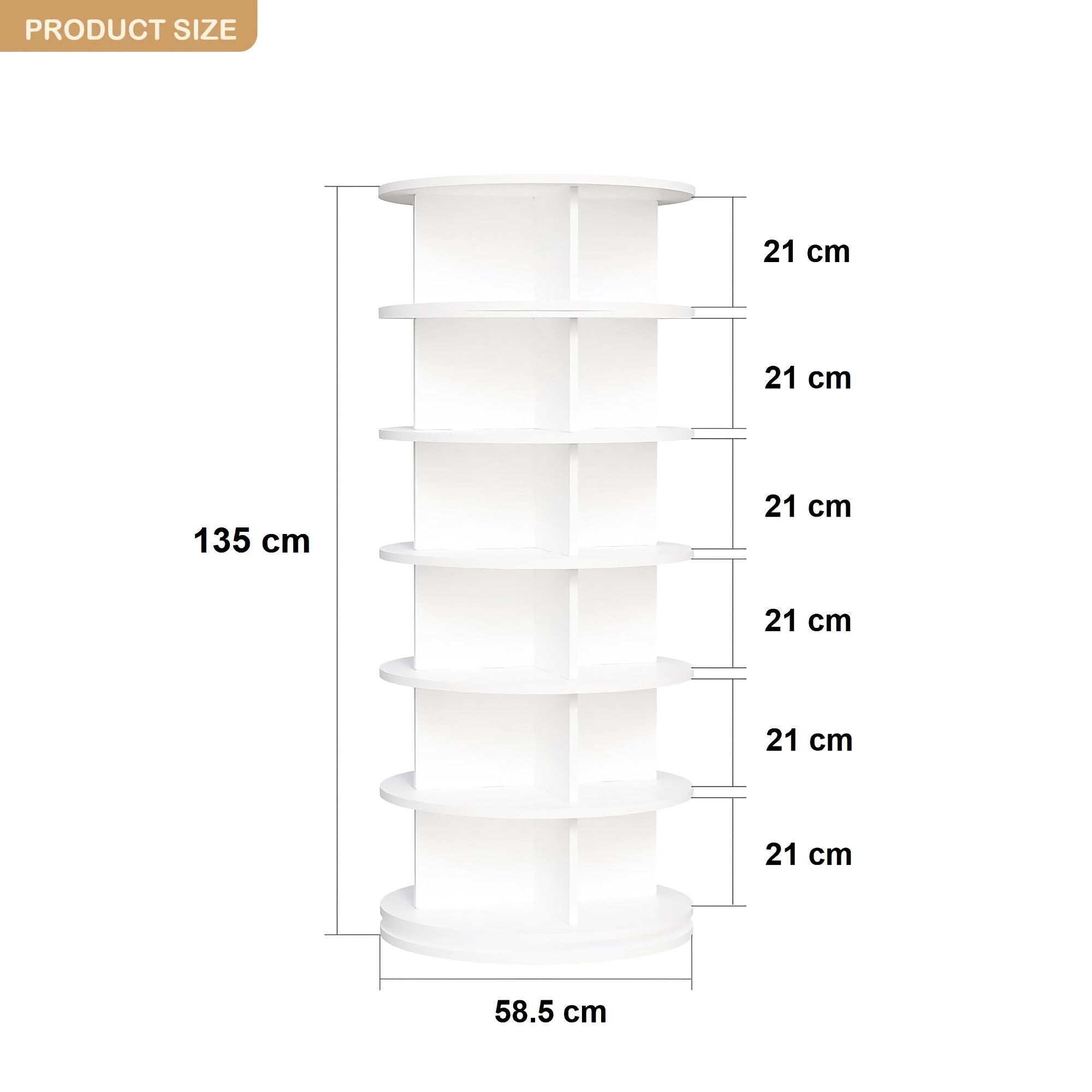 6-Tier Rotating Shoe Rack, 360° Rotating Shoe Organizer Tower for Home, Living Room, Entryway, Closet (White)