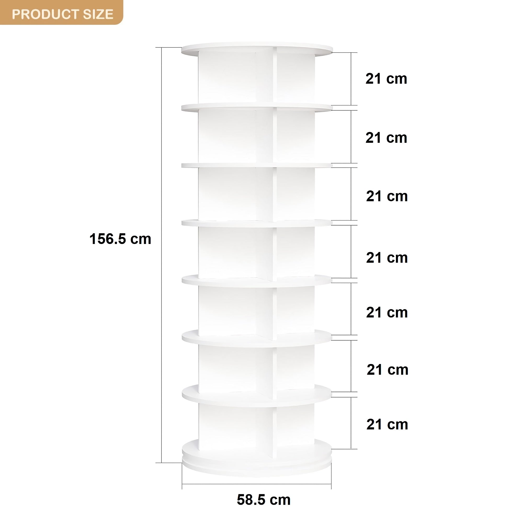 7-Tier Rotating Shoe Rack, 360° Rotating Shoe Organizer Tower for Home, Living Room, Entryway, Closet (White) Product Code: RotatingShoeRack