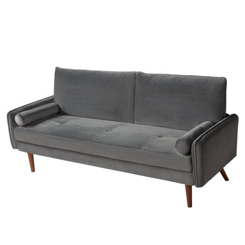 Velvet Sofa, 68 inch Mid Century Modern 3-Seater Sofa with 2 Pillows for Home, Office - MC9551