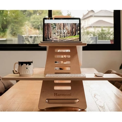 HARMONI Wooden Standing Desk, Laptop Desk Attachment Height Adjustable Stand Table Raiser for Home, Office