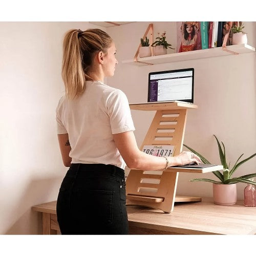 HARMONI Wooden Standing Desk, Laptop Desk Attachment Height Adjustable Stand Table Raiser for Home, Office