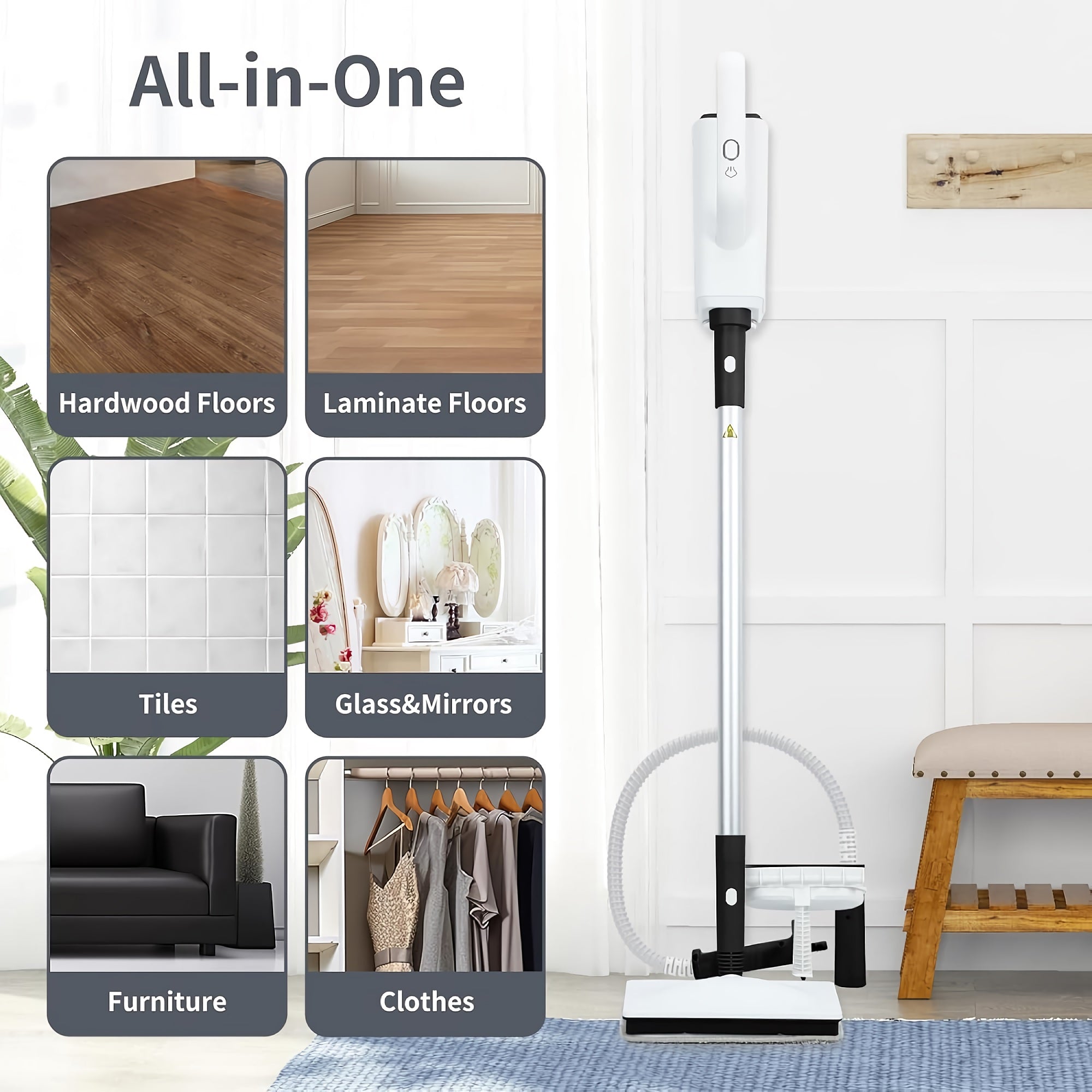 Multifunctional Steam Cleaner, 1300W High Temperature Steam Mop with 360ml Tank for Home, Floor, Window, Carpet, Kitchen Cleaning - QJ206