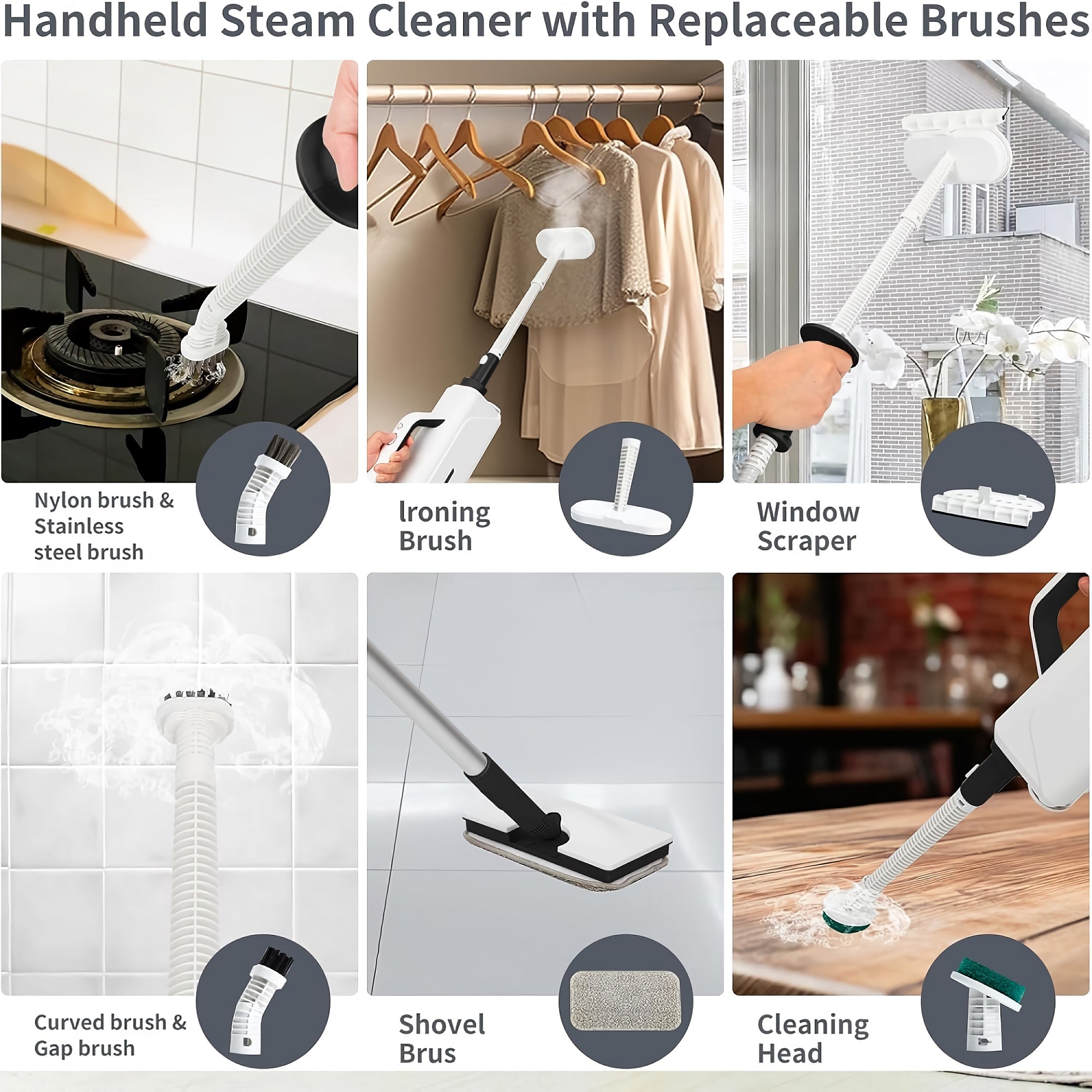 Multifunctional Steam Cleaner, 1300W High Temperature Steam Mop with 360ml Tank for Home, Floor, Window, Carpet, Kitchen Cleaning - QJ206