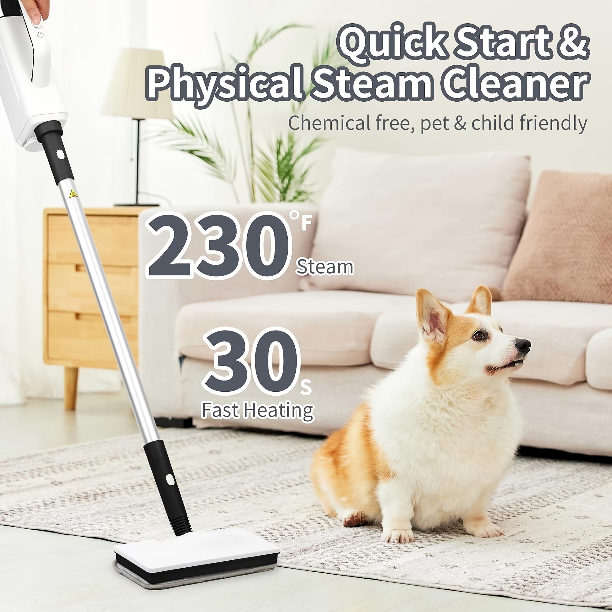 Multifunctional Steam Cleaner, 1300W High Temperature Steam Mop with 360ml Tank for Home, Floor, Window, Carpet, Kitchen Cleaning - QJ206