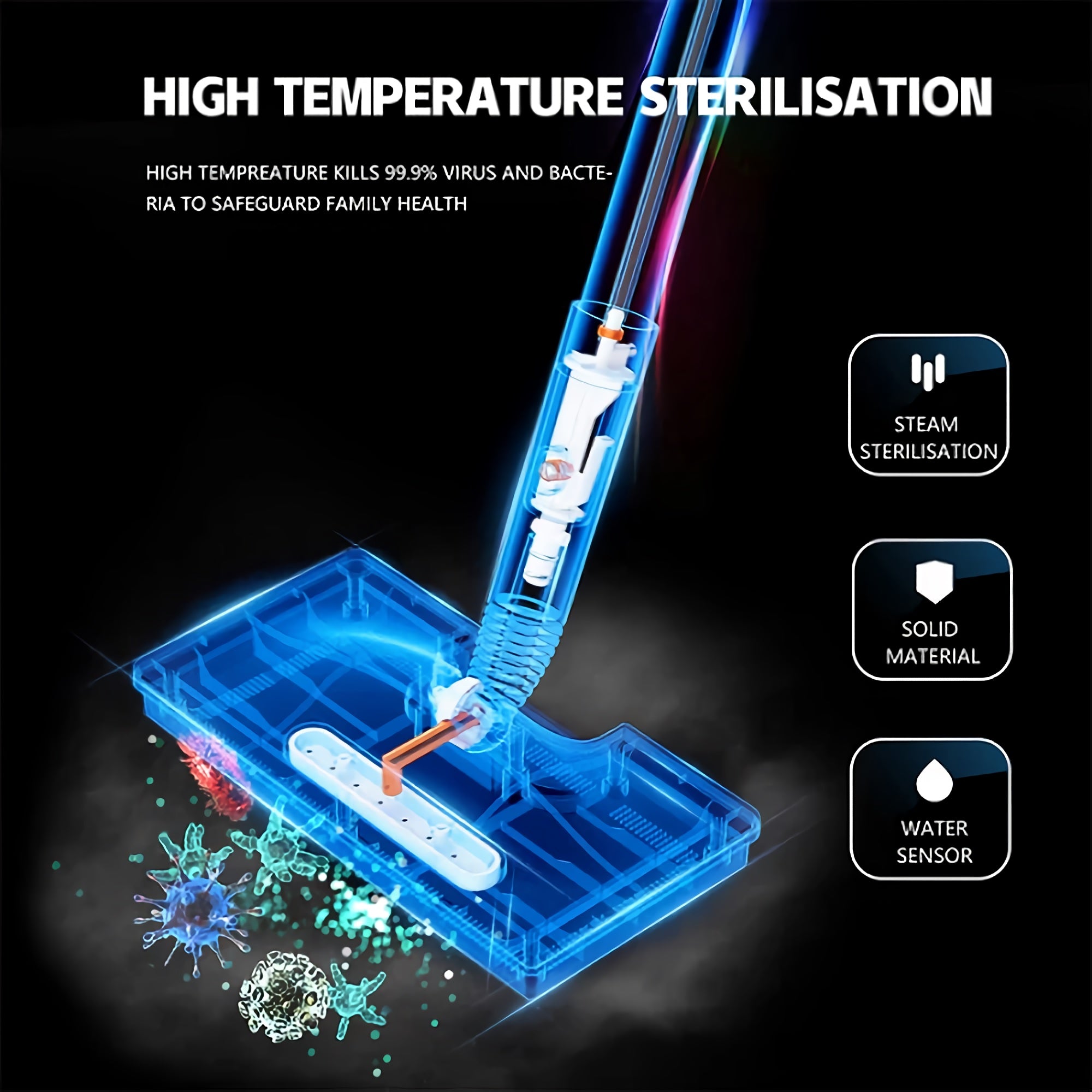 Multifunctional Steam Cleaner, 1300W High Temperature Steam Mop with 360ml Tank for Home, Floor, Window, Carpet, Kitchen Cleaning - QJ206