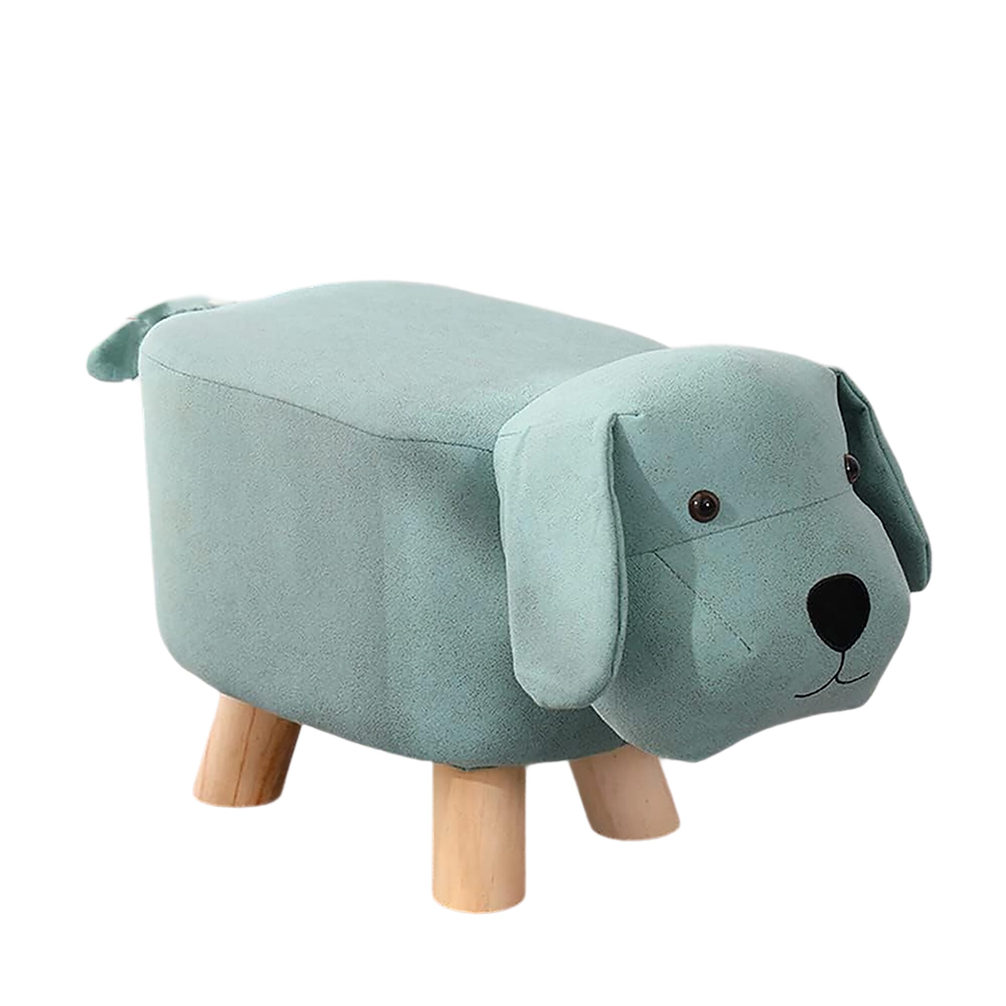 Animal Shaped Kids Stool with Legs – Cute Dog Design – Plush Upholstered Ottoman for Nursery, Bedroom & Playroom – Decorative Footrest & Seat