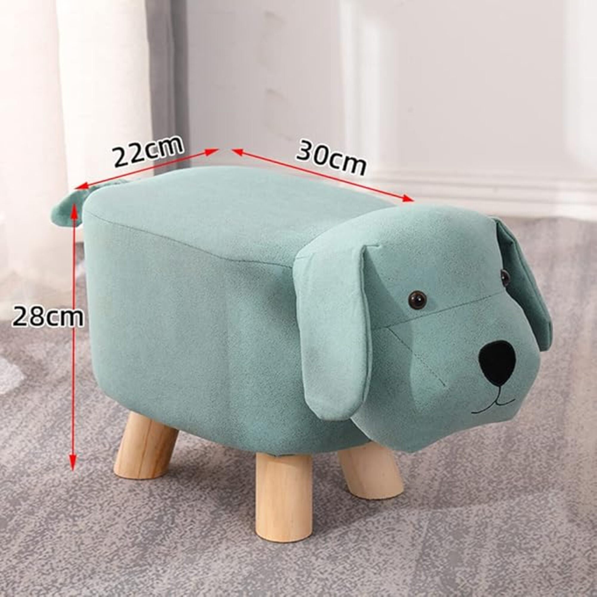 Animal Shaped Kids Stool with Legs – Cute Dog Design – Plush Upholstered Ottoman for Nursery, Bedroom & Playroom – Decorative Footrest & Seat