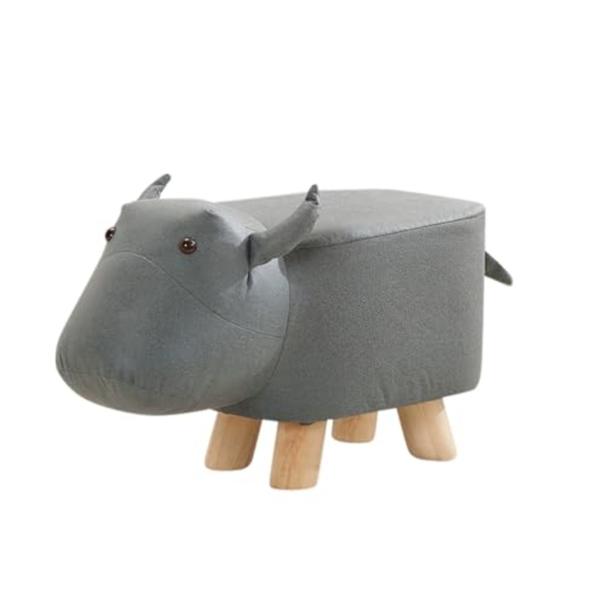 Animal Shaped Kids Stool with Legs – Cute Hippopotamus Design – Plush Upholstered Ottoman for Nursery, Bedroom & Playroom – Decorative Footrest & Seat