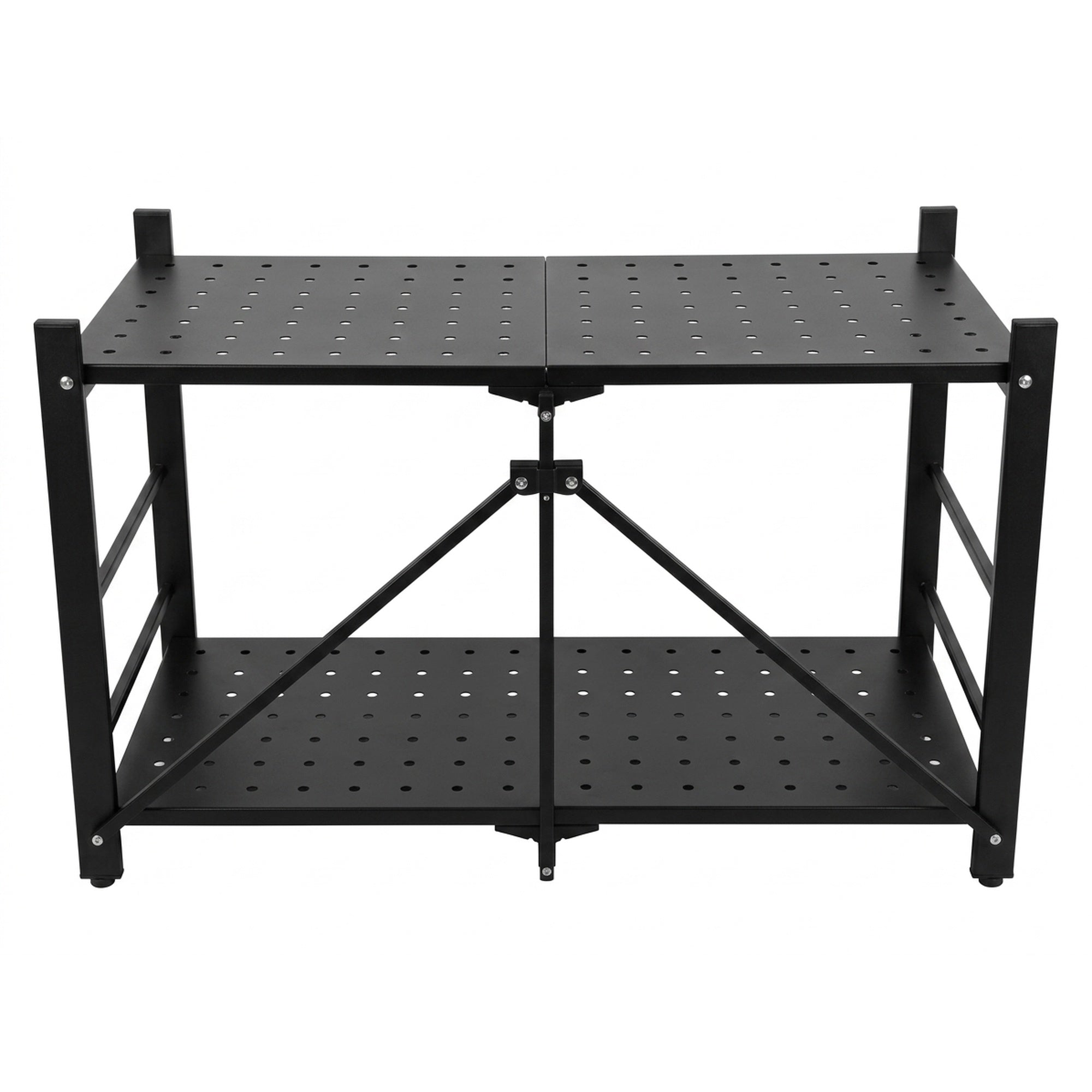 Foldable Countertop Shelf Organizer, 2-Tier Metal Storage Rack, Collap ...
