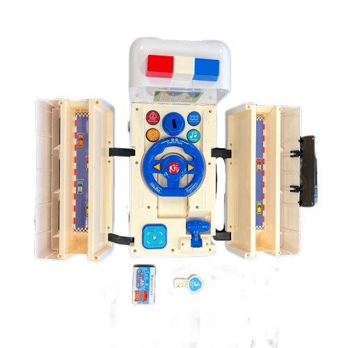 Ambulance Theme Toy Bus with Interactive Play Features Removable Medical Kit & Steering Wheel White - Educational Rescue Vehicle Toy for Kids Ages 3+