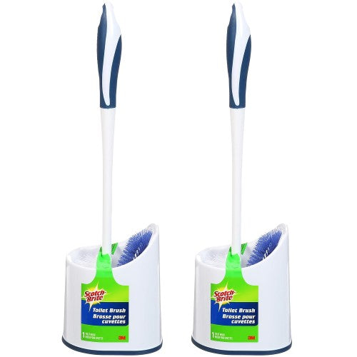 SCOTCH BRITE Toilet Brush Set with Ergonomic Handle, Storage Caddy for Bathroom Cleaning